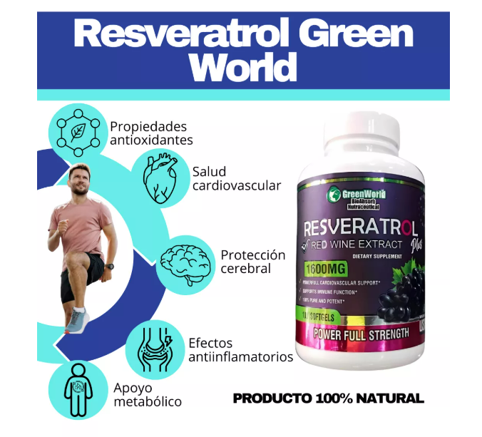 RESVERATROL 1800 MG 100% Puro (90 Cápsulas)