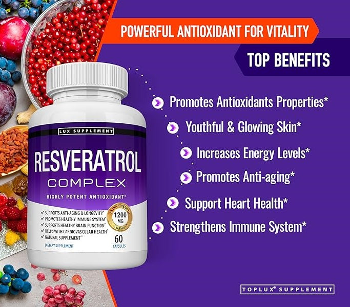 RESVERATROL 1800 MG 100% Puro (90 Cápsulas)