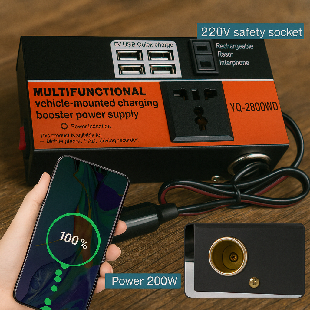 🚗⚡ Inversor Convertidor de Corriente 200W – Convierte 12V