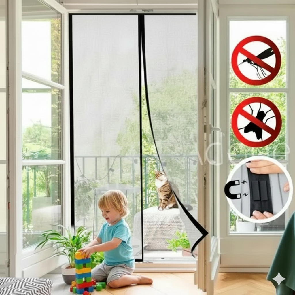 Malla De Puerta Anti Mosquitos con cierre magnético