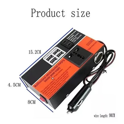 🚗⚡ Inversor Convertidor de Corriente 200W – Convierte 12V