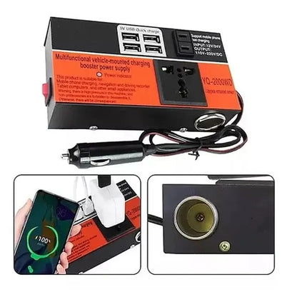 🚗⚡ Inversor Convertidor de Corriente 200W – Convierte 12V